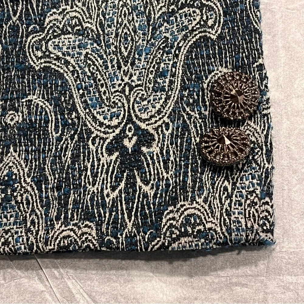Vtg Oscar an Oscar de la Renta Company Fleur-de-lys Jacquard Print Jacket Sz-4